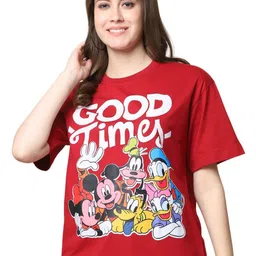 DISNEY by Dreambe Women Printed Applique T-shirt-image-46