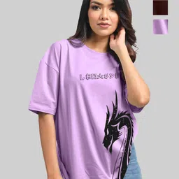 Leotude Women Printed Applique T-shirt-image-83