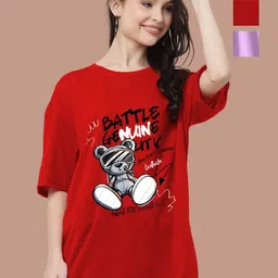 Leotude Women Printed Applique T-shirt-image-55