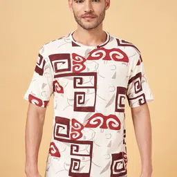 7 Alt by Pantaloons Abstract Printed Round Neck Cotton Relaxed Fit T-shirt-picture-26