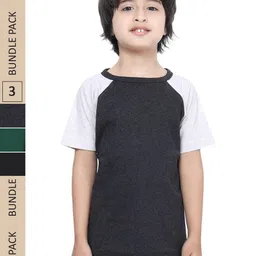 IndiWeaves Boys Pack Of 3 Raglan Sleeves Pure Cotton T-shirt-picture-34