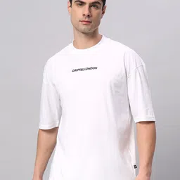 GRIFFEL Typography Printed Cotton Oversized Applique T-shirt-picture-36