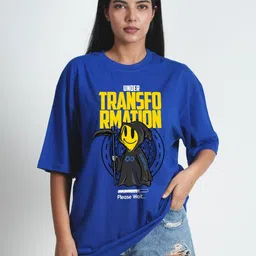 Bloopers Store Women Printed Drop-Shoulder Sleeves Applique T-shirt-image-28