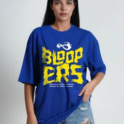 Bloopers Store Women Printed Drop-Shoulder Sleeves Applique T-shirt-image-26