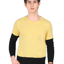 Fleximaa Men Yellow & Black Colourblocked Cotton T-shirt-picture-32