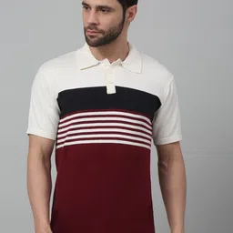 Cantabil Colourblocked Polo Collar Pure Cotton T-shirt-image-62