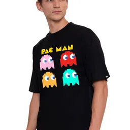 PRONK Pac-Man Graphic Printed Drop-Shoulder Sleeves Pure Cotton Oversized T-shirt image 1