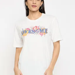 Mast & Harbour Women Typography Printed Round Neck Pure Cotton T-shirt-picture-19