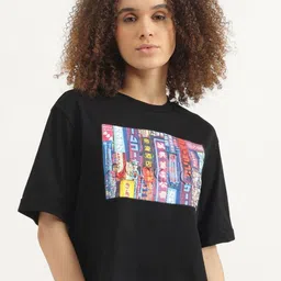 United Colors of Benetton Women Graphic Printed Round Neck Pure Cotton T-shirt-picture-34
