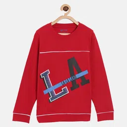 3PIN Boys Red & Blue Typography Printed T-shirt-image-34