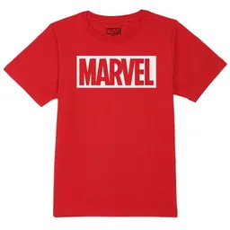 Marvel by Wear Your Mind Boys Red Typography Printed Applique T-shirt-picture-31