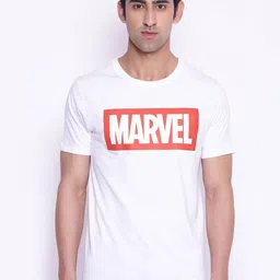 Marvel by Wear Your Mind Men White  Red Marvel Printed Pure Cotton T-shirt-image-83