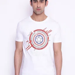 Marvel by Wear Your Mind Men White Red Captain America Printed Pure Cotton T-shirt-picture-17