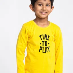 Friskers Boys Yellow Typography Printed Applique T-shirt-picture-12