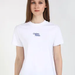 Calvin Klein Jeans Women Typography Printed Round Neck Cotton T-shirt-picture-23