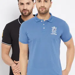 THE MILLION CLUB Men Black & Blue Set Of 2 Polo Collar T-shirt-picture-19