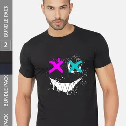 CHOZI Pack Of 2 Graphic Printed Regular Fit Cotton Casual T-shirt-picture-24