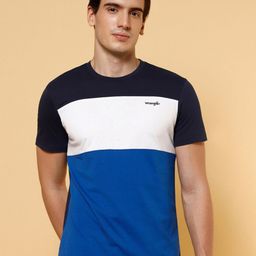 Wrangler Colourblocked Round Neck Cotton T-shirt-picture-1