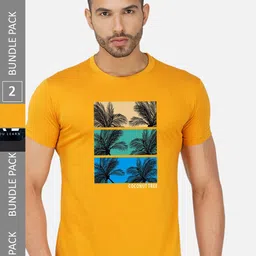 CHOZI Pack Of 2 Graphic Printed Round Neck Cotton T-shirts-picture-29