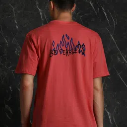 Breakbounce Coral-Coloured Typography Printed Cotton Oversized T-shirt-picture-22