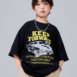 LULU & SKY Boys Typography Printed Raw Edge T-shirt-picture-30