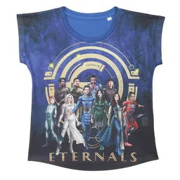 Marvel by Wear Your Mind Girls Blue & Beige Printed Extended Sleeves T-shirt-picture-13