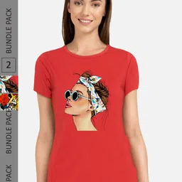 CHOZI Pack Of 2 Graphic Printed Short Sleeves Pure Cotton T-shirt-picture-22