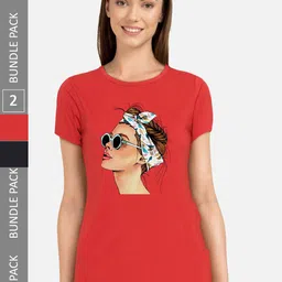 CHOZI Pack Of 2 Graphic Printed Cotton T-shirt-picture-25