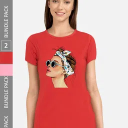 CHOZI Pack Of 2 Graphic Printed Cotton T-shirt-picture-37