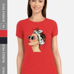 CHOZI Pack of 2 Graphic Printed Round Neck Cotton T-shirt-picture-47