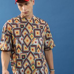 HIGHLANDER Unisex Geometric Printed Slim Fit T-shirt-picture-35