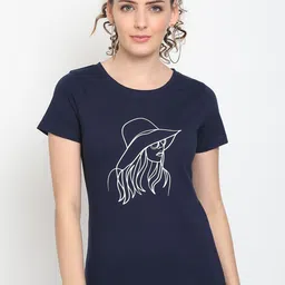UnaOne Women Blue Printed Slim Fit T-shirt-picture-32