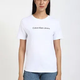 Calvin Klein Jeans Women Tribal Monochrome Pockets T-shirt-image-82