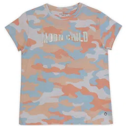 Gini and Jony Girls Orange & Blue Camouflage Printed T-shirt-image-76