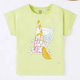 Ed-a-Mamma Girls Typography Printed Extended Sleeves Cotton T-shirt-image-1