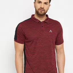 AUSTIEX Men Maroon Self Design Polo Collar Sports T-shirt image 1
