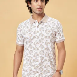 BYFORD by Pantaloons Men Floral Printed Polo Collar Cotton Slim Fit T-Shirt-picture-16