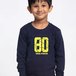 Friskers Boys Navy Blue Typography Printed Applique Slim Fit T-shirt-picture-12