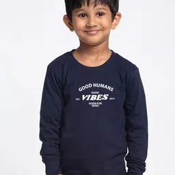 Friskers Boys Navy Blue Typography Printed Applique Slim Fit T-shirt-picture-21