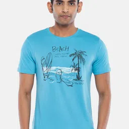 Urban Ranger by pantaloons Men Blue Printed Slim Fit T-shirt-picture-35