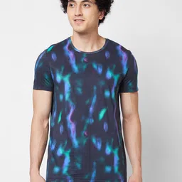SPYKAR Round Neck Short Sleeves Floral Printed Slim Fit Cotton T-shirt-image-48
