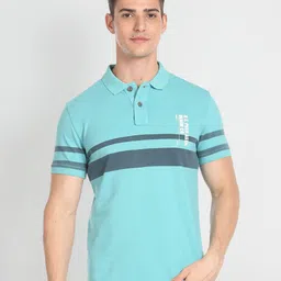 U.S. Polo Assn. Denim Co. Slim Fit Pure Cotton Engineered Stripe Polo Collar T-shirt image 1
