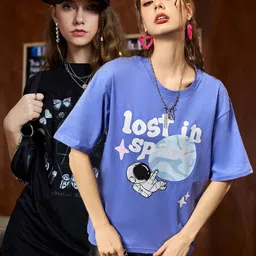 Christy World Women Pack of 2 Printed Oversized Cotton T-shirts-picture-35