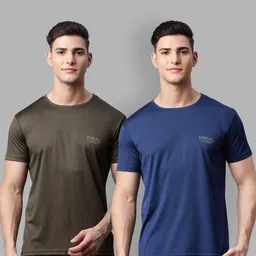 mack jonney VIMAL JONNEY Men Olive Green & Navy Blue 2 T-shirt-picture-10