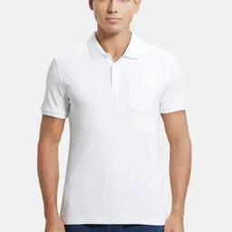 Jockey Men White Solid Polo Collar Cotton Regular Fit T-shirt-picture-30