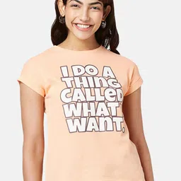 People Extended Sleeves Typography Printed Cotton T-shirt image 1