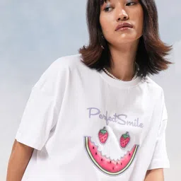 Tokyo Talkies Women Graphic Printed Cotton Boxy T-shirt-image-34