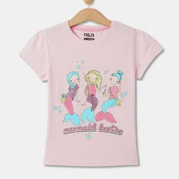 R&B Girls Mermaid Besties Printed Cotton T-shirt-picture-19