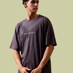 Mad Over Print Round Neck Applique Cotton Oversized Tshirt-image-22