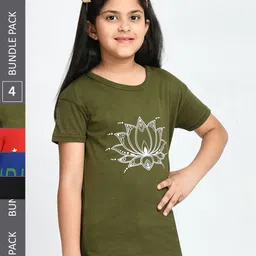 BAESD Girls Pack Of 4 Conversational Printed Cotton T-shirt-picture-13